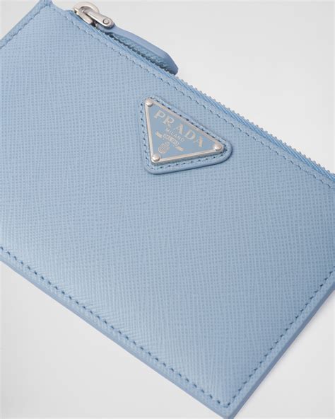 prada logo plaque card holder|Pale Blue Saffiano Leather Card Holder .